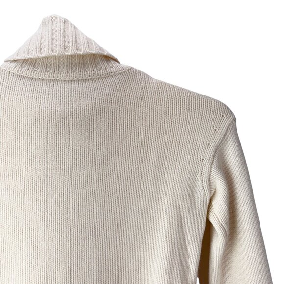 Garnet Hill 100% Cashmere Cable Detail Turtleneck Sweater Size Small Ivory White - Picture 11 of 13